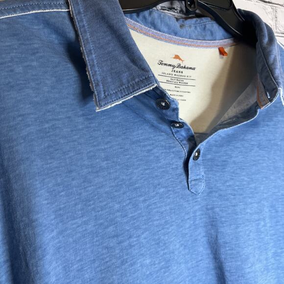 Tommy Bahama Mens XL Light Blue Island Modern Fit Collared Polo Shirt Cotton - Picture 7 of 8